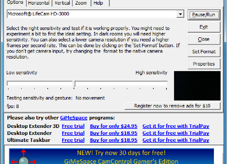 GiMeSpace Cam Control (free) download Windows version