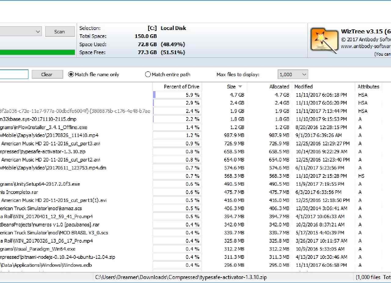 WizTree (free) download Windows version