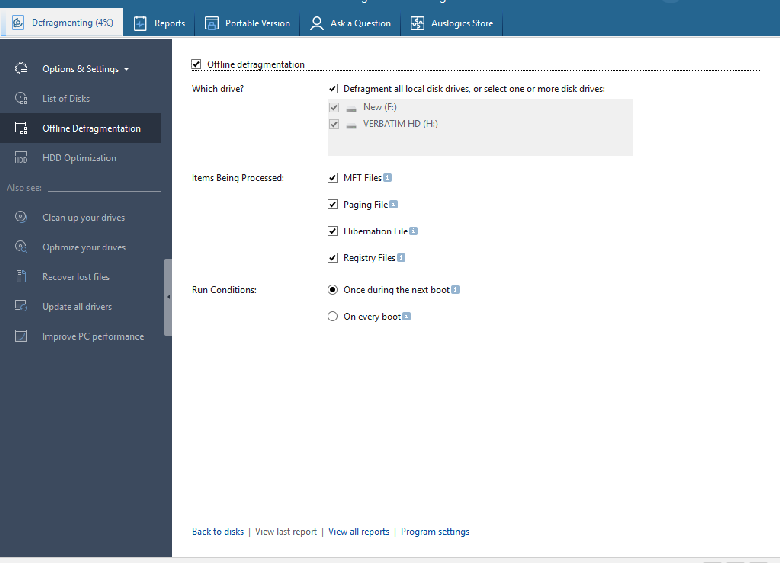 AusLogics Disk Defrag (free) download Windows version