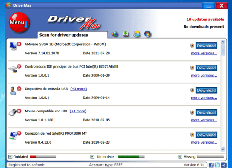 DriverMax (free) download Windows version