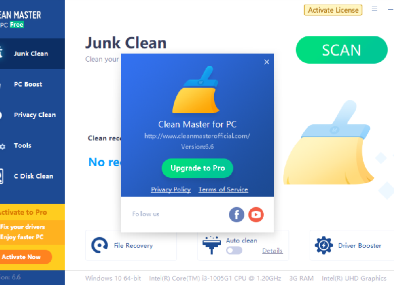 Clean Master (free) download Windows version